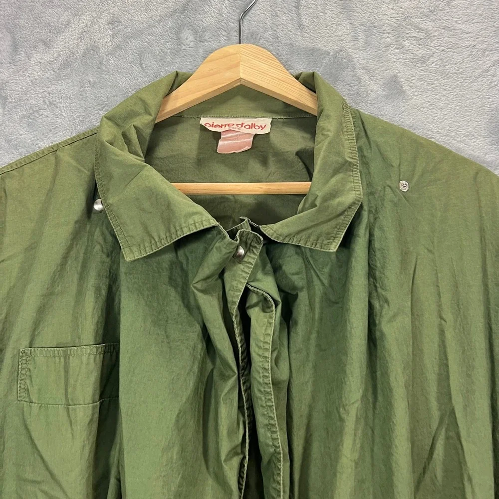 Pierre D'Alby Utility Jacket Womens M Green Good Vintage Oversized Cargo Snap